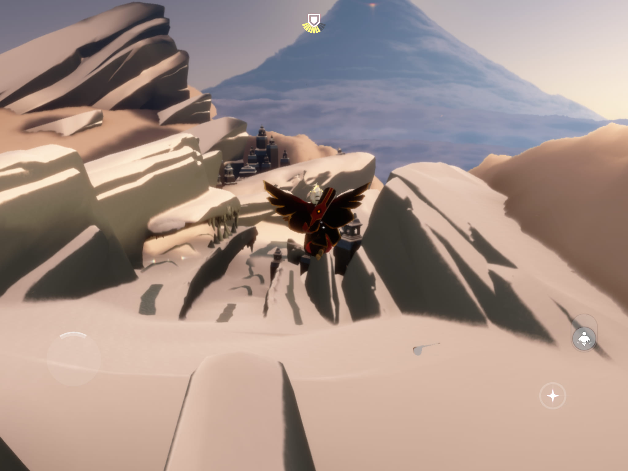 少し高いところまで飛んでいるところ